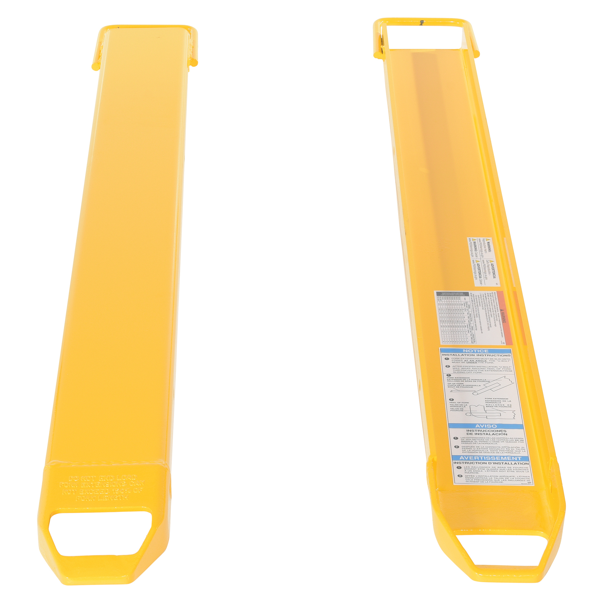 Vestil Fork Extensions - Loop Style, 63in.L x 6.5in.W, 4,000-Lb. Capacity, 2-Pc. Set, Model# FE-5-63
